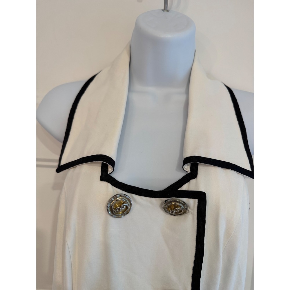 Joseph Ribkoff Vintage Pin Up Romper White Black Double Breasted Halter Size 6 - Picture 6 of 14